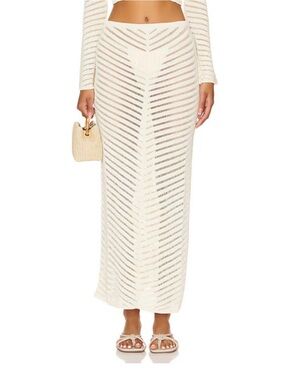 DEVON WINDSOR Cream Crochet Sheer Maxi Skirt